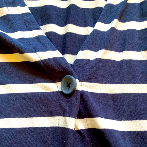 Striped Jersey Knit Cardigan One Button J. Jill Wearever Collection Nautical L - Picture 4 of 6